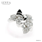 LENYA แหวน คิวบิกเซอร์โคเนีย (Cubic Zirconia) ตัวเรือนเงินแท้ 925 ชุบทองคำขาว ดีไซน์กลีบดอกไม้ เพิ่มความโดดเด่นให้พลอย