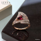 LENYA แหวนพลอยโรโดไลท์ เสริมความรัก ความสัมพันธ์ ขนาด 7x5 มิล ตัวเรือนเงินแท้925 ชุบพิงค์โกลด์