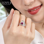 LENYA แหวนพลอยโรโดไลท์ เสริมความรัก ความสัมพันธ์ ขนาด 7x5 มิล ตัวเรือนเงินแท้925 ชุบพิงค์โกลด์