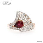 LENYA แหวนพลอยโรโดไลท์ เสริมความรัก ความสัมพันธ์ ขนาด 7x5 มิล ตัวเรือนเงินแท้925 ชุบพิงค์โกลด์