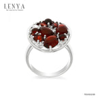 LENYA แหวนพลอยโกเมน เสริมด้านใจแกร่ง สำเร็จ มั่นคง ขนาด 7x5 มิล ตัวเรือนเงินแท้925 ชุบทองคำขาว