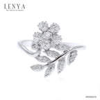 LENYA แหวน คิวบิกเซอร์โคเนีย (Cubic Zirconia) ตัวเรือนเงินแท้ 925 ชุบทองคำขาว ดีไซน์กลีบดอกไม้ เพิ่มความโดดเด่นให้พลอย