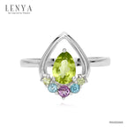 LENYA แหวนเงินแท้ ดีไซน์หยุดน้ำ ประดับพลอยอเมทิสต์ (Amethyst) บลูโทแพซ (Blue Topaz) เพอริดอท (Peridot)