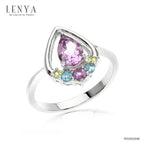 LENYA แหวนพลอยอเมทิสต์ เสริมความสงบใจ มีสติ มั่งคั่ง ขนาด 7x5 มิล ตัวเรือนเงินแท้925 ชุบทองคำขาว