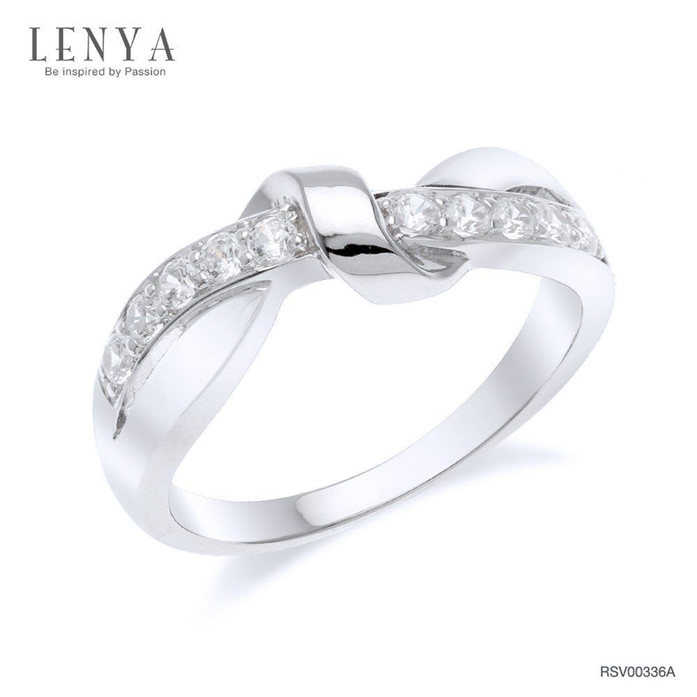 LENYA แหวน CZ Diamondlike เสริมบุคลิกและความมั่นใจ ขนาด 2 มิล ตัวเรือนเงินแท้925 ชุบทองคำขาว