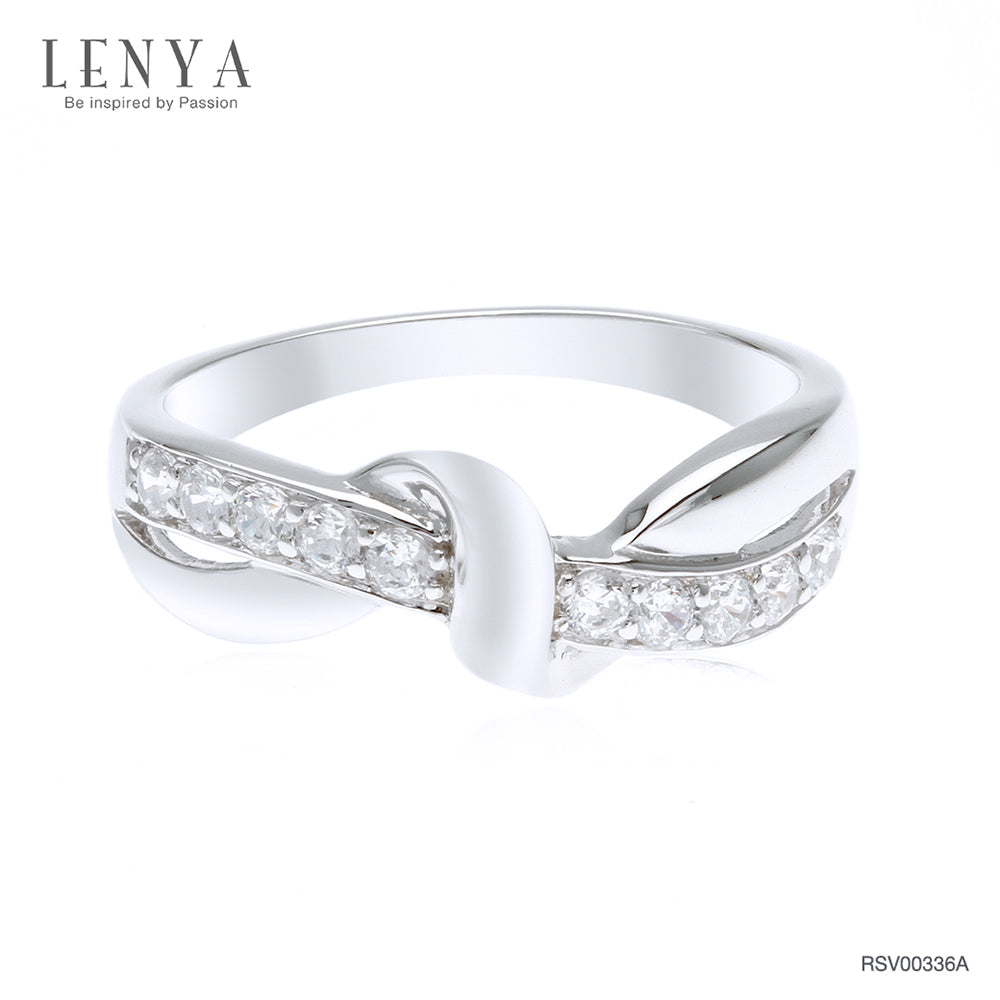 LENYA แหวน CZ Diamondlike เสริมบุคลิกและความมั่นใจ ขนาด 2 มิล ตัวเรือนเงินแท้925 ชุบทองคำขาว