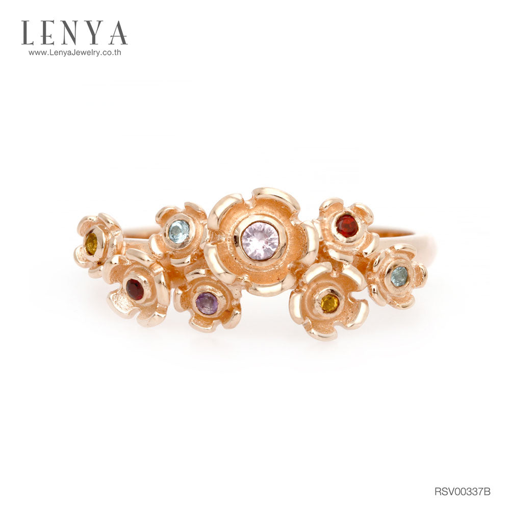 LENYA แหวนพลอยพิงค์แซฟไฟร์  ดึงดูดโชคลาภ ปัดเป่าภยันตราย ขนาด 2 มิล ตัวเรือนเงินแท้925 ชุบพิงค์โกลด์