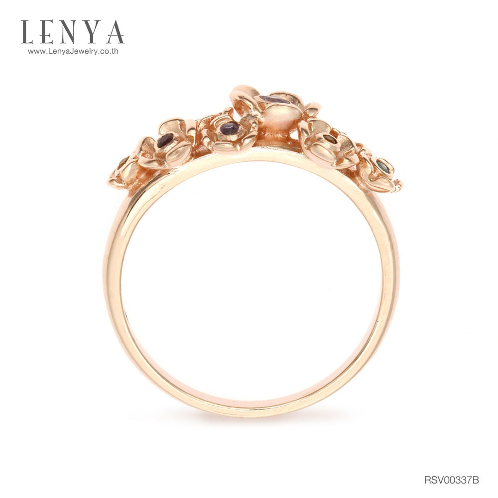 LENYA แหวนพลอยพิงค์แซฟไฟร์  ดึงดูดโชคลาภ ปัดเป่าภยันตราย ขนาด 2 มิล ตัวเรือนเงินแท้925 ชุบพิงค์โกลด์