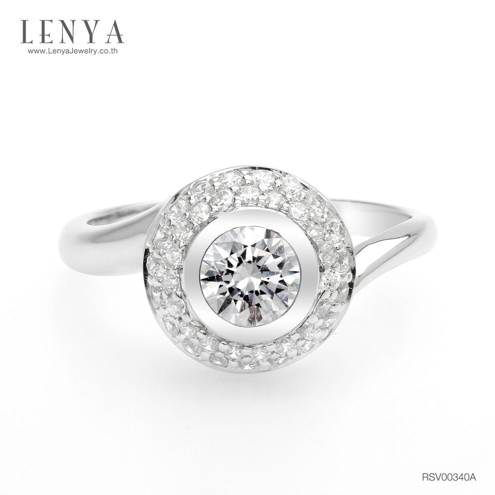 LENYA แหวน CZ Diamondlike เสริมบุคลิกและความมั่นใจ ตัวเรือนเงินแท้925 ชุบทองคำขาว