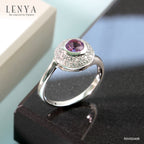 LENYA แหวนพลอยอเมทิสต์ เสริมความสงบใจ มีสติ มั่งคั่ง ขนาด 5 มิล ตัวเรือนเงินแท้925 ชุบทองคำขาว