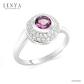 LENYA แหวนพลอยอเมทิสต์ เสริมความสงบใจ มีสติ มั่งคั่ง ขนาด 5 มิล ตัวเรือนเงินแท้925 ชุบทองคำขาว