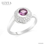 LENYA แหวนพลอยอเมทิสต์ เสริมความสงบใจ มีสติ มั่งคั่ง ขนาด 5 มิล ตัวเรือนเงินแท้925 ชุบทองคำขาว