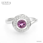 LENYA แหวนพลอยอเมทิสต์ เสริมความสงบใจ มีสติ มั่งคั่ง ขนาด 5 มิล ตัวเรือนเงินแท้925 ชุบทองคำขาว