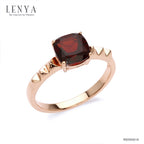 LENYA แหวนพลอยโกเมน เสริมด้านใจแกร่ง สำเร็จ มั่นคง ขนาด 7 มิล ตัวเรือนเงินแท้925 ชุบพิงค์โกลด์