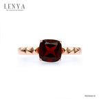LENYA แหวนพลอยโกเมน เสริมด้านใจแกร่ง สำเร็จ มั่นคง ขนาด 7 มิล ตัวเรือนเงินแท้925 ชุบพิงค์โกลด์