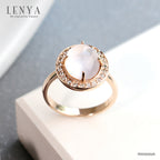 LENYA แหวนหินโรสควอตซ์ เสริมความรักและความสัมพันธ์ที่ดี ขนาด11x9มิล ตัวเรือนเงินแท้925 ชุบพิงค์โกลด์