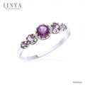 LENYA แหวนพลอยอเมทิสต์ เสริมความสงบใจ มีสติ มั่งคั่ง ขนาด 4 มิล ตัวเรือนเงินแท้925 ชุบทองคำขาว