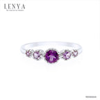 LENYA แหวนพลอยอเมทิสต์ เสริมความสงบใจ มีสติ มั่งคั่ง ขนาด 4 มิล ตัวเรือนเงินแท้925 ชุบทองคำขาว