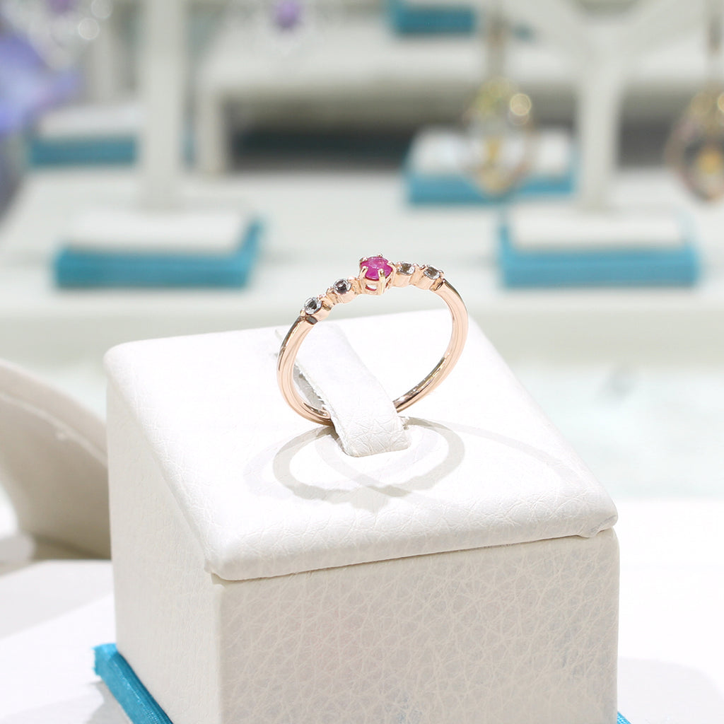 LENYA แหวนทับทิมแท้ ประดับไวท์โทแพซ (White Topaz) ตัวเรือนเงินแท้ ชุปด้วยทอง 18K ดีไซน์สุดชิค