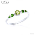 LENYA แหวนพลอยเพอริดอท เสริมโชคลาภ ความรัก ชีวิตมั่นคง ขนาด 4 มิล ตัวเรือนเงินแท้925 ชุบทองคำขาว