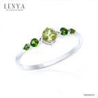 LENYA แหวนพลอยเพอริดอท เสริมโชคลาภ ความรัก ชีวิตมั่นคง ขนาด 4 มิล ตัวเรือนเงินแท้925 ชุบทองคำขาว