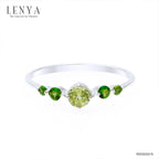 LENYA แหวนพลอยเพอริดอท เสริมโชคลาภ ความรัก ชีวิตมั่นคง ขนาด 4 มิล ตัวเรือนเงินแท้925 ชุบทองคำขาว