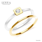 LENYA แหวนเงินแท้ 925 ดีไซน์ 2 in 1 ชุปสองสี ทองคำขาว กับ ทอง 18เค ประดับ สวารอฟสกี้ (Swarovski Cubic Zirconia )ความเรียบเก๋ ที่สื่ออกมาเป็นรูปทรงเรขาคณิต เสริมแต่งด้วยไลฟ์สไตล์ (Lifestyle) ที่สามารถ Mix an