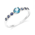 LENYA แหวนเงินแท้ 925 ชุปทองคำขาว ประดับพลอย สีฟ้า บลูโทแพซ (Blue Topaz) ชูเด่นกับดีไซน์เล็กน่ารักๆ  เพิ่มเสน่ห์ดึงดูด กับพลอยสีน้ำเงิน ไพลิน(Blue Sapphire)  ตรงบ่าข้างดูสะดุดตา น่าหลงไหล