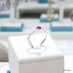 LENYA แหวนเงินแท้ 925 ประดับพลอยอเมทิสต์ ( Amethyst) เล็กน่ารักดูมีรสนิยม ตัวเรือนชุปทองคำขาว (Rhodium)