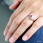LENYA แหวนเงินแท้ 925 ประดับพลอยอเมทิสต์ ( Amethyst) เล็กน่ารักดูมีรสนิยม ตัวเรือนชุปทองคำขาว (Rhodium)