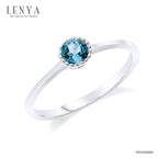 LENYA แหวนบลูโทแพซ (Blue Topaz) สีฟ้า ดีไซน์น่ารักแต่เก๋ไก๋ ตัวเรือนชุบทองคำขาว (Rhodium)