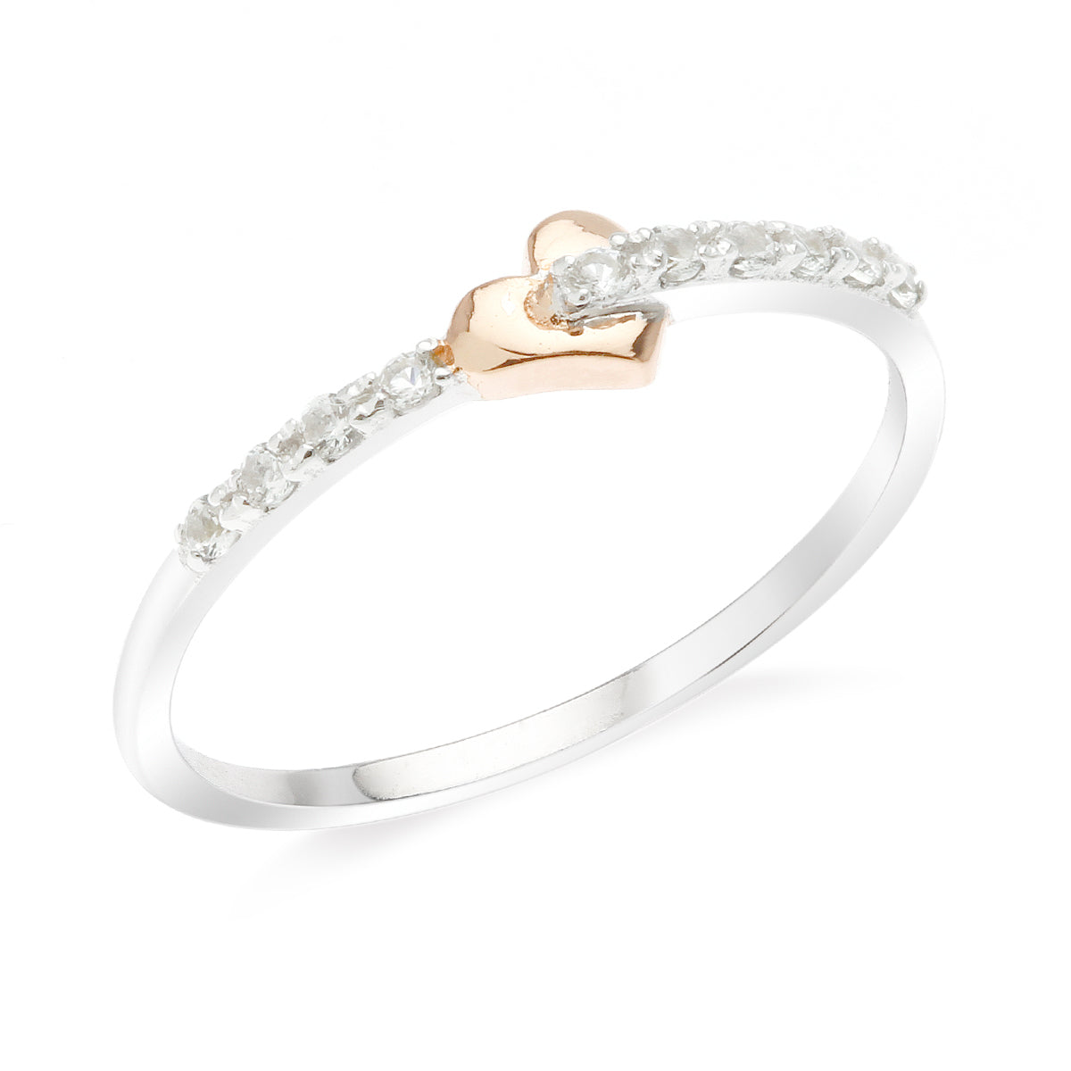 LENYA แหวนเงินแท้ 925 ชุบ2สี  ฝังด้วยพลอยสีขาวไวท์ โทแพซ ( white Topaz) ดีไซน์เรียบๆ ดูน่าค้นหา
