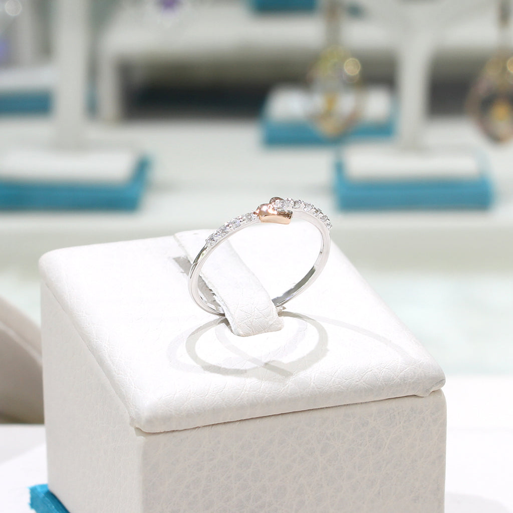 LENYA แหวนเงินแท้ 925 ชุบ2สี  ฝังด้วยพลอยสีขาวไวท์ โทแพซ ( white Topaz) ดีไซน์เรียบๆ ดูน่าค้นหา