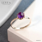 LENYA แหวนอเมทิสต์ (Amethyst) ชูเดี่ยว ดีไซน์เรียบง่าย สวยโดดเด่นเป็นหนึ่งเดียว ตัวเรือนเงินแท้ 925 ชุปพิงค์โกลด์ (pink gold)