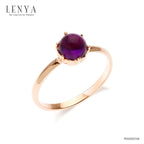 LENYA แหวนอเมทิสต์ (Amethyst) ชูเดี่ยว ดีไซน์เรียบง่าย สวยโดดเด่นเป็นหนึ่งเดียว ตัวเรือนเงินแท้ 925 ชุปพิงค์โกลด์ (pink gold)