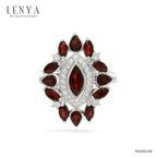 LENYA แหวนเงินแท้ประดับพลอยโกเมน และ คิวบิกเซอร์โคเนีย
