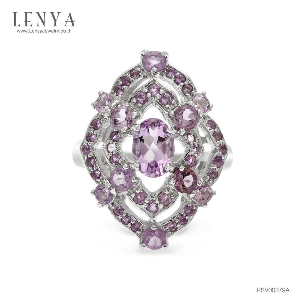 LENYA แหวนเงินแท้ ประดับพลอยอเมทิสต์ อัญมณีของผู้ที่เกิดเดือนกุมภาพันธ์