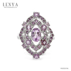 LENYA แหวนเงินแท้ ประดับพลอยอเมทิสต์ อัญมณีของผู้ที่เกิดเดือนกุมภาพันธ์