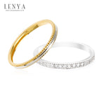 LENYA แหวนเงินแท้ 925 ดีไซน์ 2 in 1 ตัวเรือนชุปทองคำขาวประดับพลอย สีขาวไวท์ โทปาซ (White Topaz) แหวนเกลี้ยงดูเรียบหรู ชุปสองสี ทองคำขาวและทอง 18 เค สามารถ Mix and Match  และเลือกใส่ในแบบสไตส์คุณ