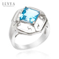 LENYA แหวนโทแพซ เงินแท้925 ชุบทองขาว ประดับเด่นด้วยพลอยสวิตซ์ บลู โทแพซ ( Swiss Blue Topaz ) รูปทรงสี่เหลี่ยม ดู โดเด่น กับดีไซน์ตัวเรือนที่ดูลงตัวเลอค่า ในคอเลคชั่น   product  champion