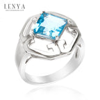 LENYA แหวนโทแพซ เงินแท้925 ชุบทองขาว ประดับเด่นด้วยพลอยสวิตซ์ บลู โทแพซ ( Swiss Blue Topaz ) รูปทรงสี่เหลี่ยม ดู โดเด่น กับดีไซน์ตัวเรือนที่ดูลงตัวเลอค่า ในคอเลคชั่น   product  champion