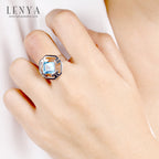 LENYA แหวนโทแพซ เงินแท้925 ชุบทองขาว ประดับเด่นด้วยพลอยสวิตซ์ บลู โทแพซ ( Swiss Blue Topaz ) รูปทรงสี่เหลี่ยม ดู โดเด่น กับดีไซน์ตัวเรือนที่ดูลงตัวเลอค่า ในคอเลคชั่น   product  champion