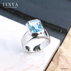 LENYA แหวนเงินแท้ประดับพลอย Blue Topaz อัญมณีของผู้ที่เกิดวันศุกร์ ราศีพิจิก และเดือนพฤศจิกายน