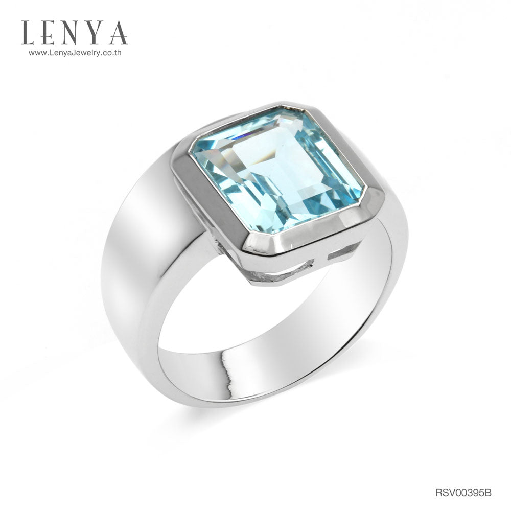 LENYA แหวนเงินแท้ประดับพลอย Blue Topaz อัญมณีของผู้ที่เกิดวันศุกร์ ราศีพิจิก และเดือนพฤศจิกายน