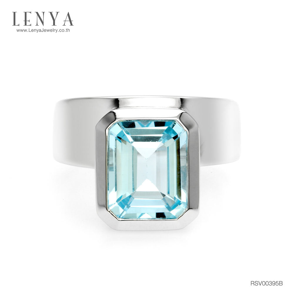 LENYA แหวนเงินแท้ประดับพลอย Blue Topaz อัญมณีของผู้ที่เกิดวันศุกร์ ราศีพิจิก และเดือนพฤศจิกายน