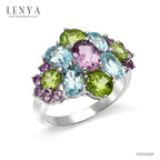 LENYA แหวนเงินแท้ ประดับพลอยอเมทิสต์ (Amethyst) บลูโทแพซ (Blue Topaz) เพอริดอท (Peridot)