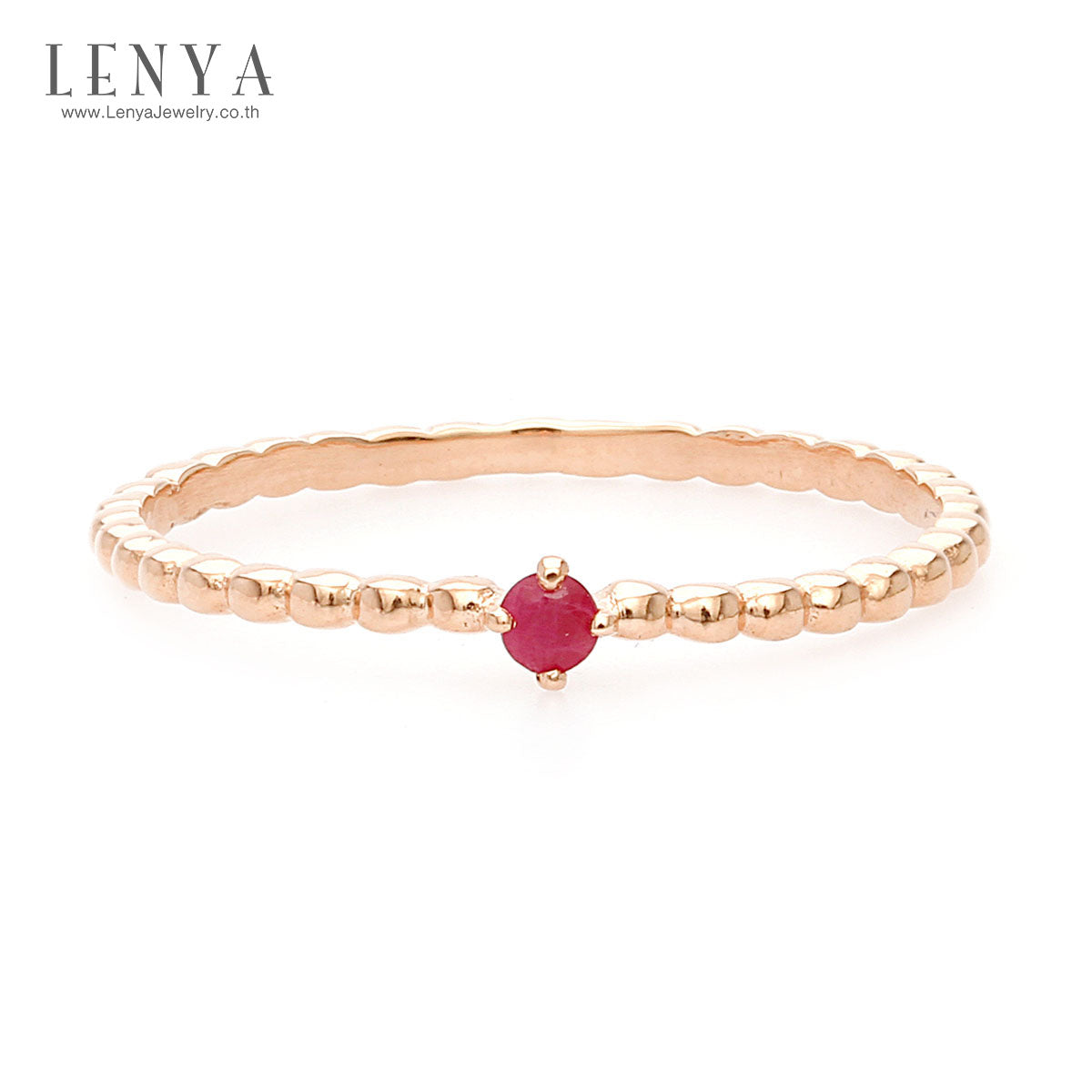 LENYA แหวนเงินแท้ 925 ชุปพิงค์โกลด์ ประดับด้วย พลอยสีแดง ทัมทิม (Ruby) ชูเด่น น่ารักๆ กับดีไซน์ตัวเรือนสุดเก๋ สไตล์เกาหลี ญี่ปุ่น สามารถ Mix and Match กับแหวนดีไซน์ อื่นๆได้อย่างลงตัว