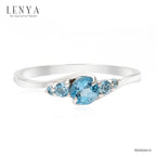 LENYA แหวนเงินแท้ 925 ชุปทองคำขาว ประดับด้วยพลอย สีฟ้า บลูโทแพซ( Blue Topaz) ดีไซต์ที่มาพร้อมกับความน่ารัก แสนหวาน สดใจร่าเริง ในสไตล์ เกาหลีญี่ปุ่น