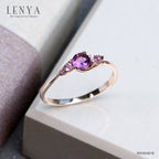 LENYA แหวนเงินแท้ 925 ชุปพิงค์โกลประดับด้วยพลอย สีม่วง อเมทิสต์ ( Amethyst) ชุปด้วยพิงค์โกลด์ (Pink Gold) เพิ่มเสน่ห์ให้เรียวนิ้ว กับดีไซด์น่ารักสุดเก๋ สไตล์เกาหลี ญี่ปุ่น
