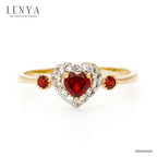 LENYA แหวนเงินแท้ 925 สุดเก๋กับดีไซน์ พลังแห่งความรัก ตัวเรือนชุปทอง 18 เค (18k Gold) ประดับด้วยพลอยสีแดง การ์เน็ต (Garnet) รอบล้อมหัวใจด้วยพลอยสีขาว ไวท์ โทแพซ (White Topaz )